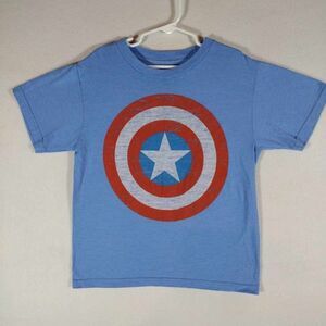 Marvel  T-Shirt Boys Captian America Small Short Sleeve Graphic Blue Red
